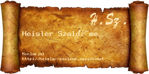 Heisler Szalóme névjegykártya